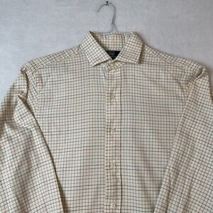 Polo Ralph Lauren Flannel Shirt Mens M Cream Plaid Long Sleeve Estate Classic
